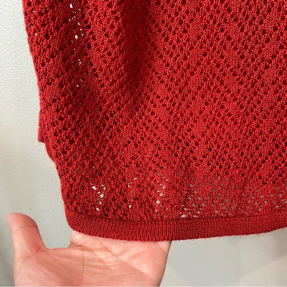 Castro Concept Pointelle Vintage Knit Baby Doll Dress Red Medium - Picture 6 of 8